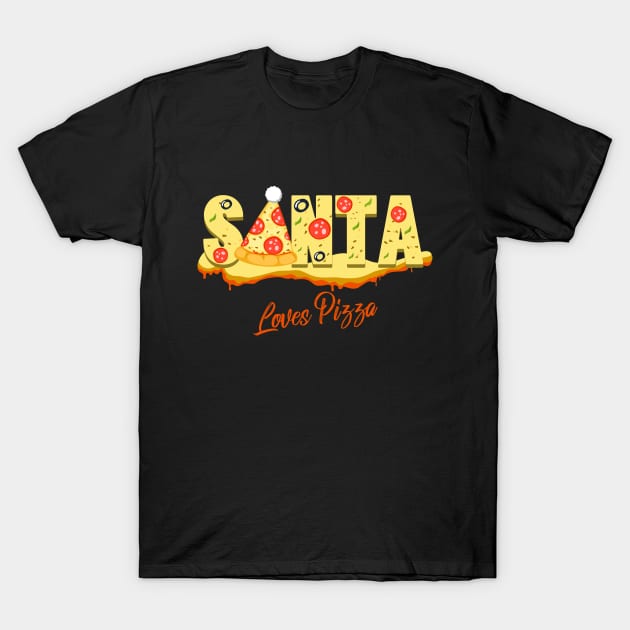 Santa Loves Pizza T-Shirt by CTShirts